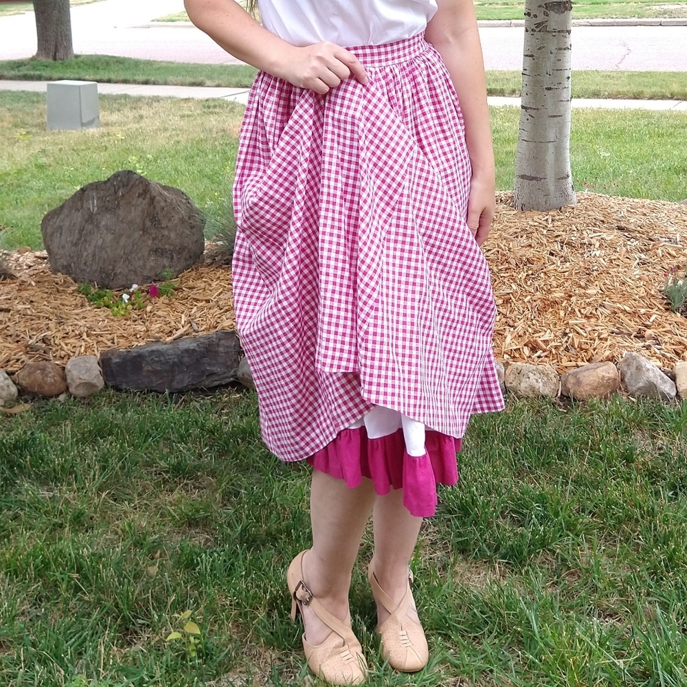 1950's GINGHAM MIDI SKIRT 50's sid harris S - Picture 3 of 9